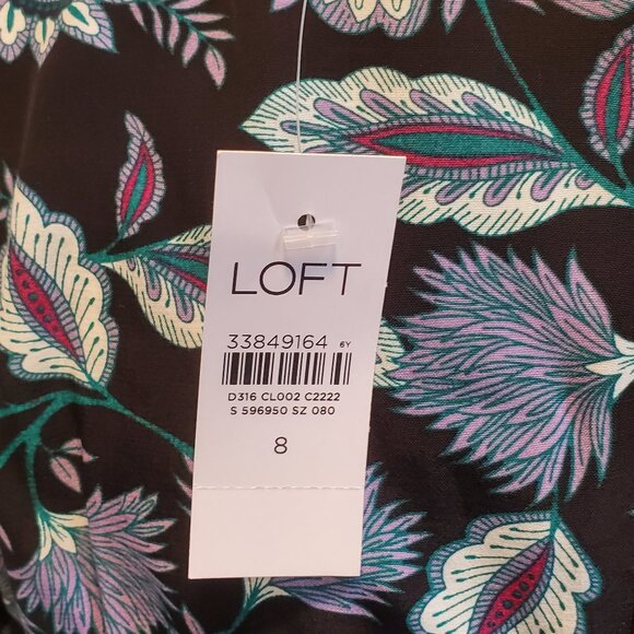 NWT Loft Floral V-Neck Midi Dress - Size 8 - Picture 3 of 3